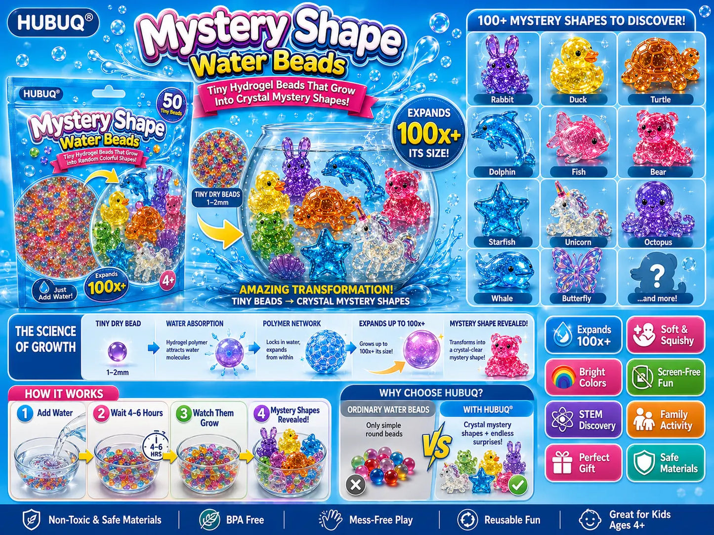 HUBUQ® Mystery Shape Water Beads🪄🐳
