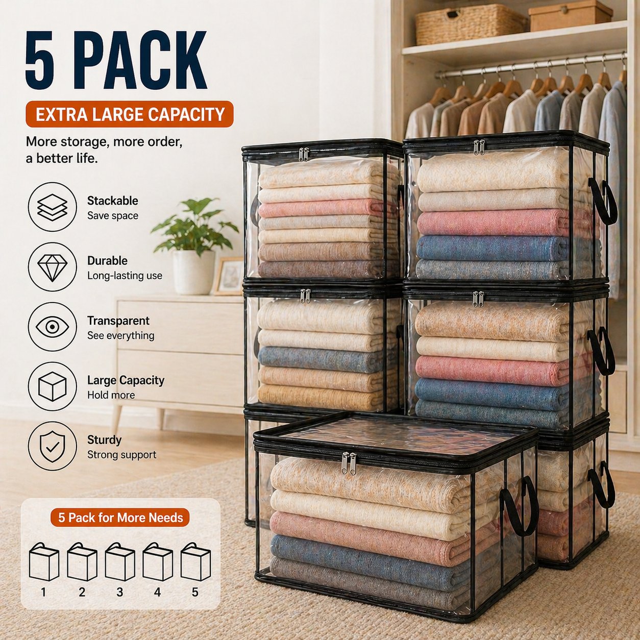 LAST DAY 70% OFF ✨📦 Large Heavy-Duty Thick Plastic Clear Storage🎁💞