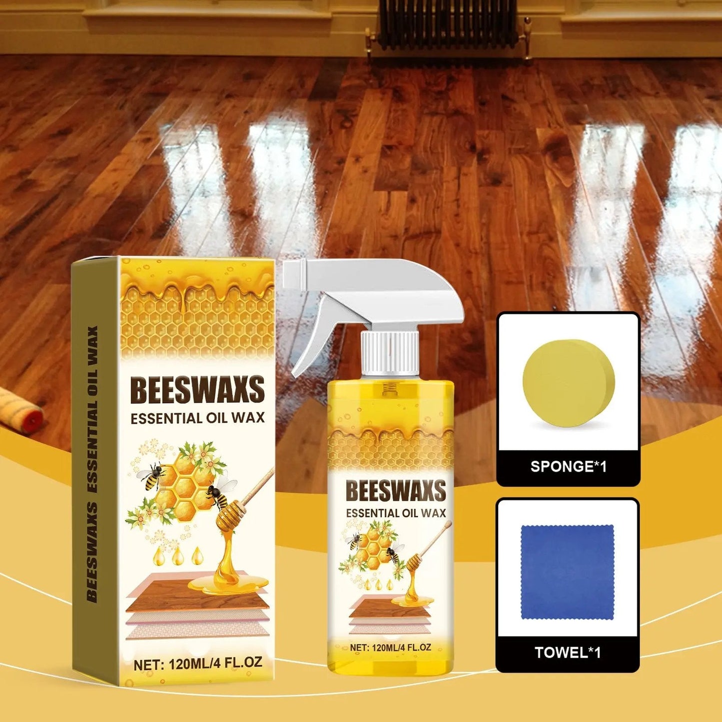|🇺🇸 𝐎𝐟𝐟𝐢𝐜𝐢𝐚𝐥 𝐔𝐒 𝐒𝐭𝐨𝐫𝐞 | ✨Beeswax Wood Polish Spray 120ml | Natural Shine & Protection for Furniture, Floors, Cabinets – Non-Greasy, Anti-Dust Finish