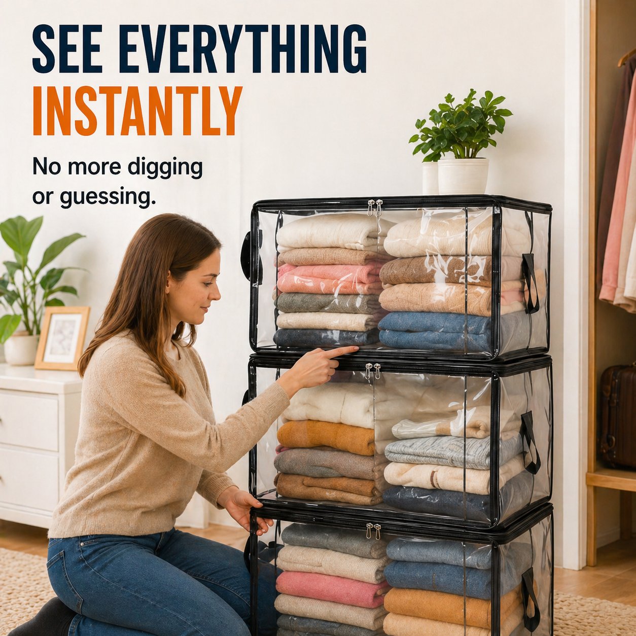 LAST DAY 70% OFF ✨📦 Large Heavy-Duty Thick Plastic Clear Storage🎁💞