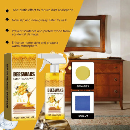 |🇺🇸 𝐎𝐟𝐟𝐢𝐜𝐢𝐚𝐥 𝐔𝐒 𝐒𝐭𝐨𝐫𝐞 | ✨Beeswax Wood Polish Spray 120ml | Natural Shine & Protection for Furniture, Floors, Cabinets – Non-Greasy, Anti-Dust Finish